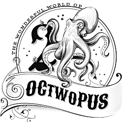 Hier steht das Octwopus Logo unserer Firma, ein tintenfisch, der eine 2 hält. die dafür steht, dass die gründer zu zweit sind.